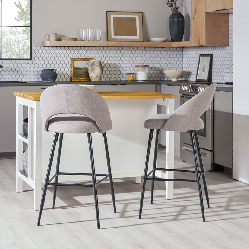 Leray 30" Upholstered Bar Stool, Mushroom