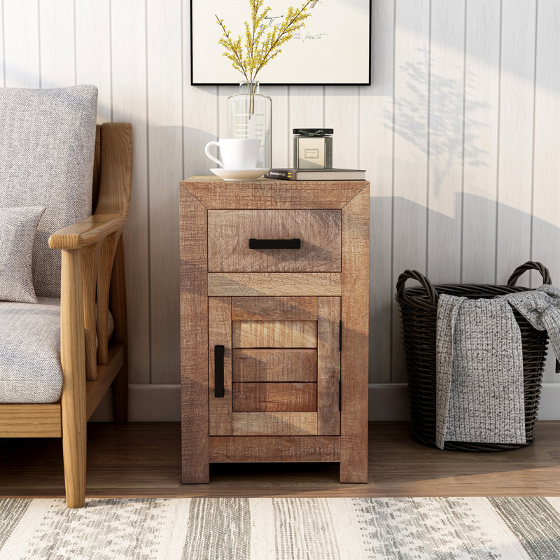 Puaina Solid Wood Top 1 End Table with Storage