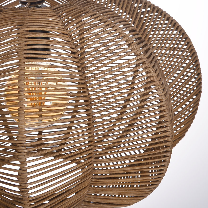 Handwoven Rattan Pendant Light ,Natural Boho Dome Shade for Kitchen Island
