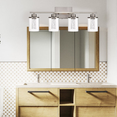 Luminaire de salle de bain moderne à DEL au-dessus d'un miroir, 5 lumières de meuble-lavabo à 5 modes de couleurs, lumière de meuble-lavabo à intensité variable avec verre cristal, (ampoules à DEL intégrées incluses)