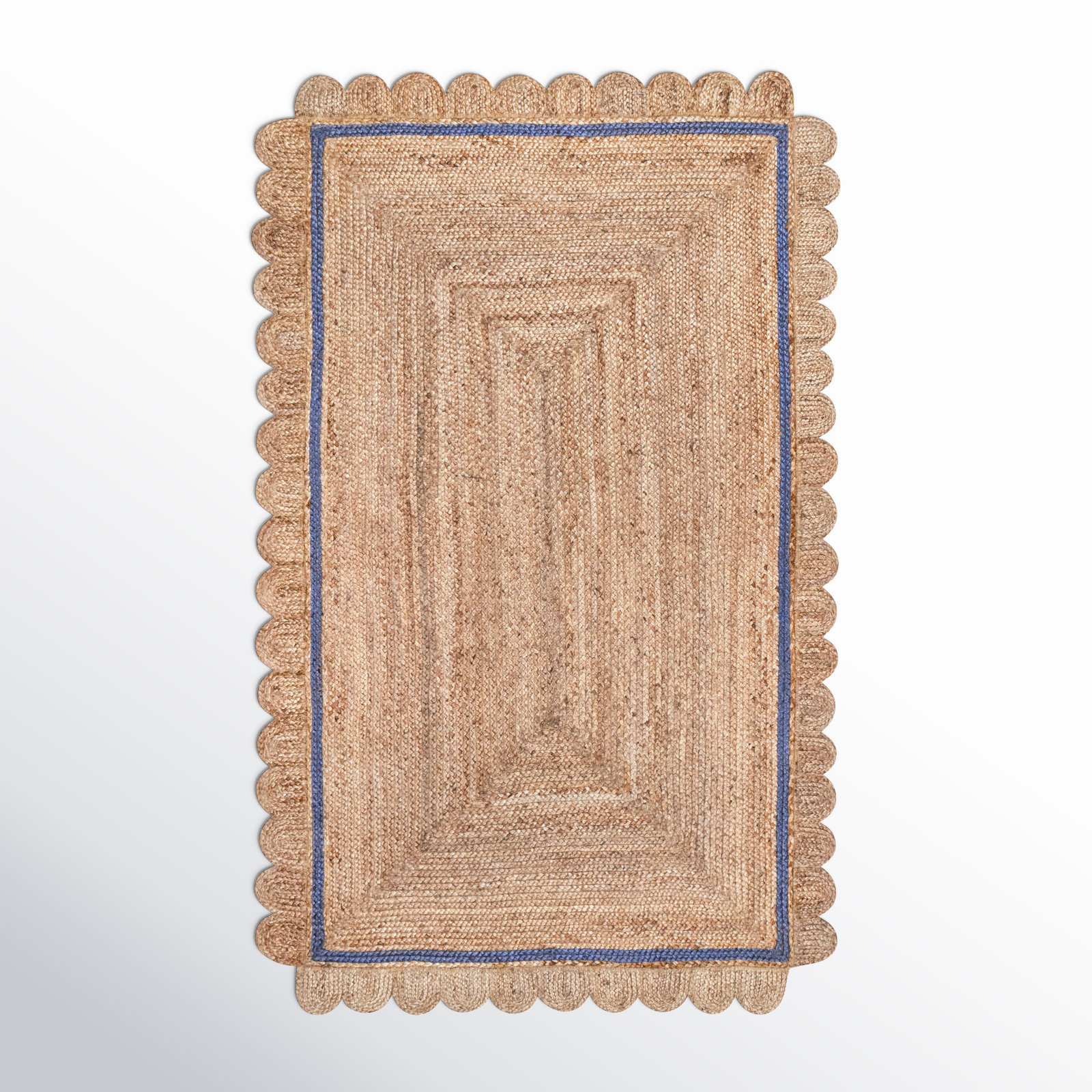 Damask Petals Braided Jute Area Rug, Rectangle 5' x 8'