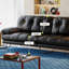 Canapé modulaire noir en cuir véritable