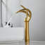 Modern Elegant Waterfall Bathroom Vessel Sink Faucet Single Lever Handle Lead Free Solid Brass Gold Finish Single Hole Fixed Spout Ceramic Valve-94491864