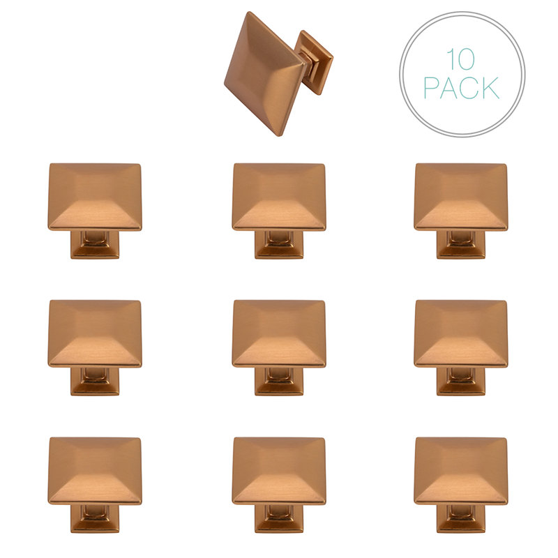1 3/16" Length Square Knob Multipack, Champagne Bronze
