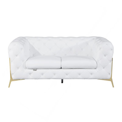 Transitional Top Grain Italian Leather Upholstered Loveseat