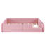 Twin Size Upholstered Platform Bed with Guardrail & USB Charging Station, Pink