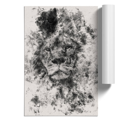 View of a Lion Watercolour - Frameless Print