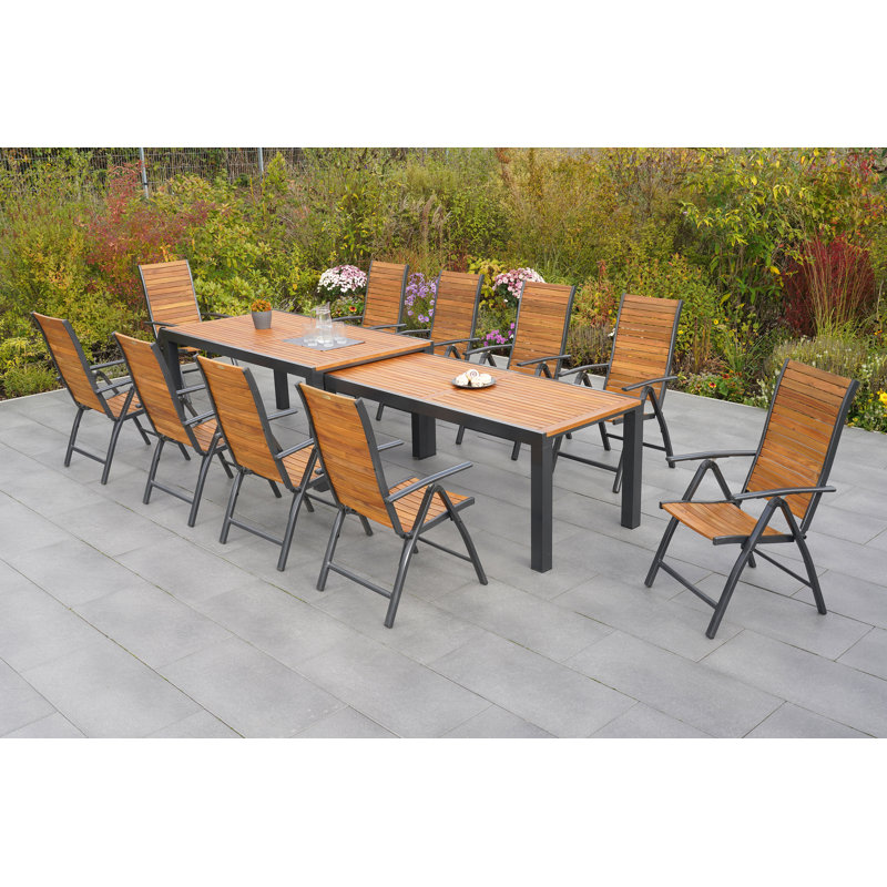 Barile 10 - Person Patio Dining Set with Extendable Rectangular Table