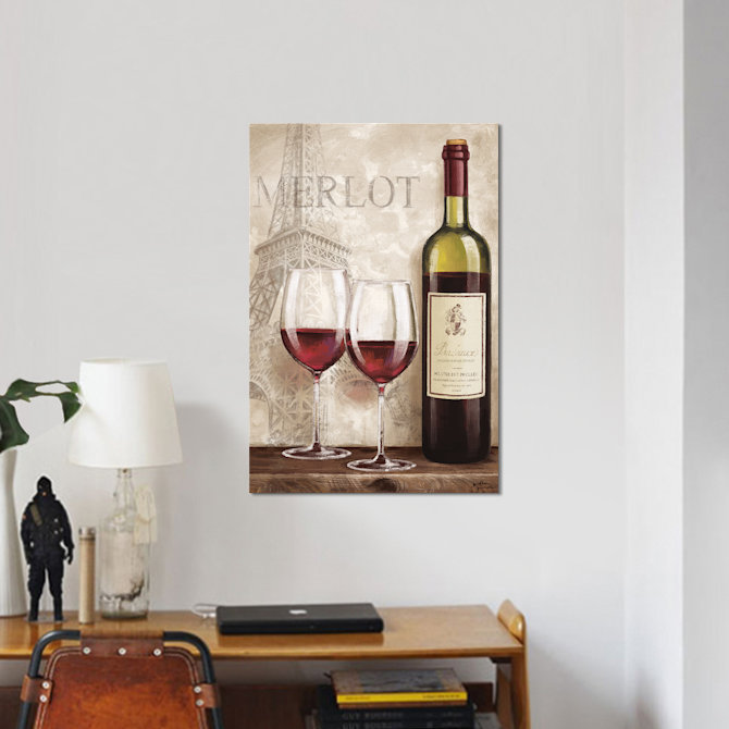 «Wine in Paris III», reproduction de photo sur toile tendue, H 60 po x l 40po x P 1,5 po, Toile tendue, Pas de tapis