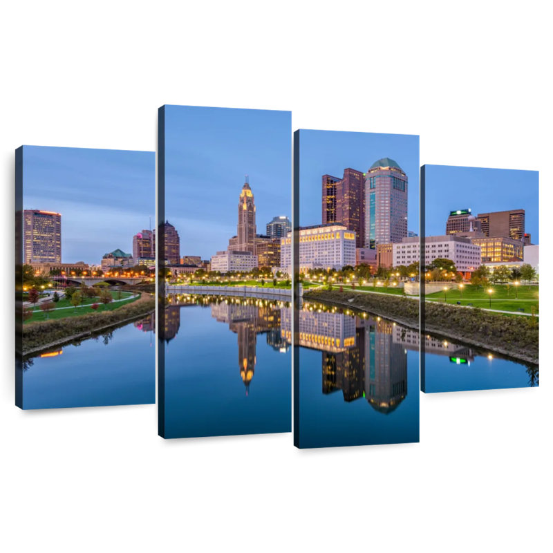 Keesha Columbus Skyscrapers Reflection, 22" H x 36" W