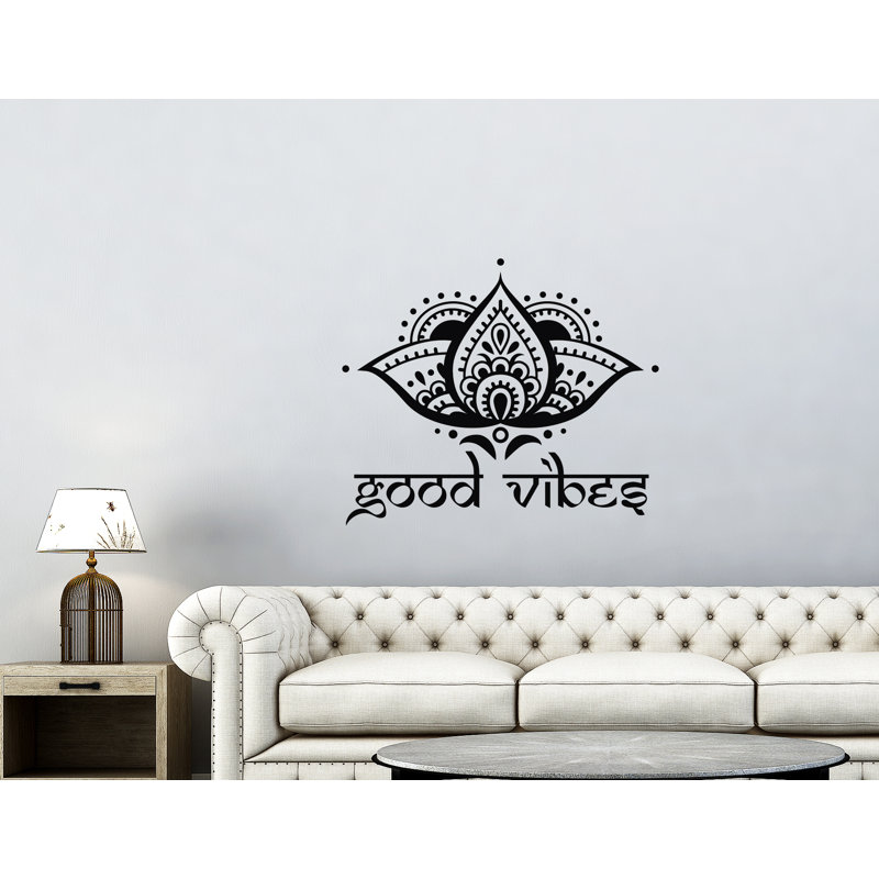 Adhésif décoratif Good Vibes Lotus, Noir, H 22 po x l 26 po