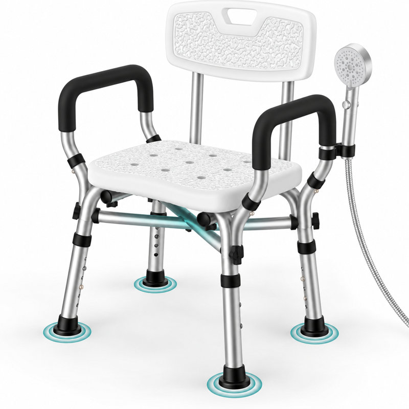 Chaise de douche intérieure avec accoudoirs et dossier