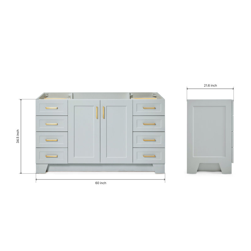 60" Single Bathroom Vanity Base Only, Gray