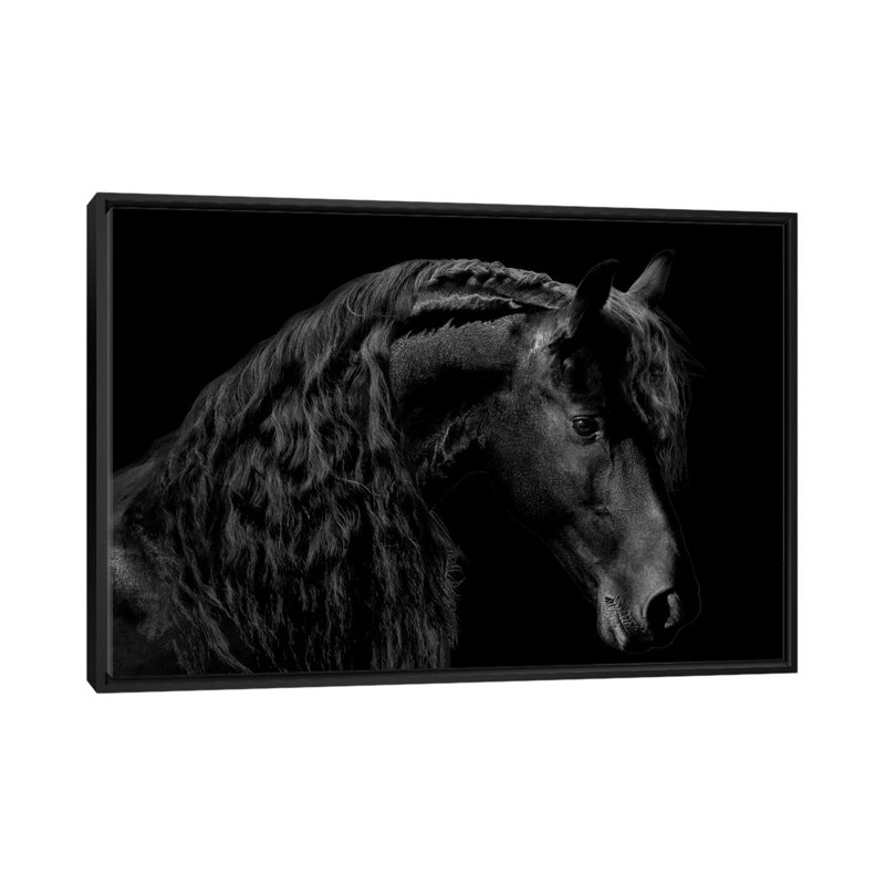 «Classic Black II», impression sur toile, H 18 po x l 26 po x P 1,5 po, Toile encadrée noire, Pas de tapis