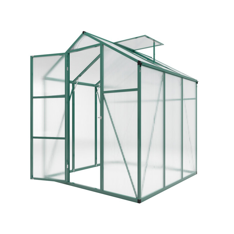 6x6 Ft Newly Marketed Walk-in Greenhouse - Heightened Windproof Aluminum With Raised Base & Anchors For Year-round Outdoor Use