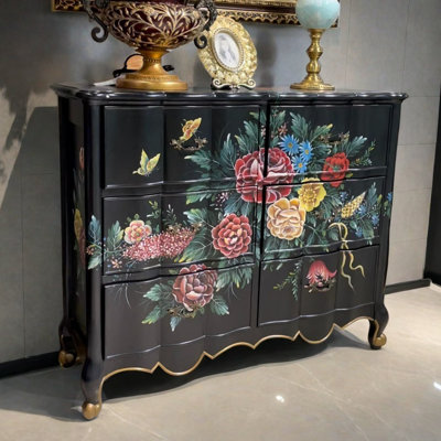 Vintage Hand-Painted Accent Chest with 6 Drawers
