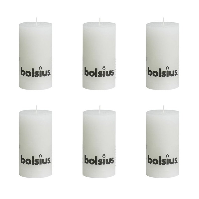 Bolsius Rustic Pillar Candle, 13cm H x 6.8cm diameter, White