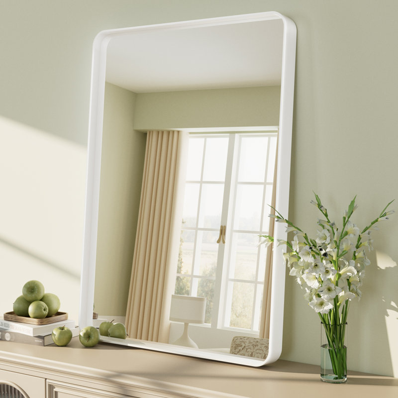 Miroir mural Aevar, 20 po x 28 po, Blanc mat