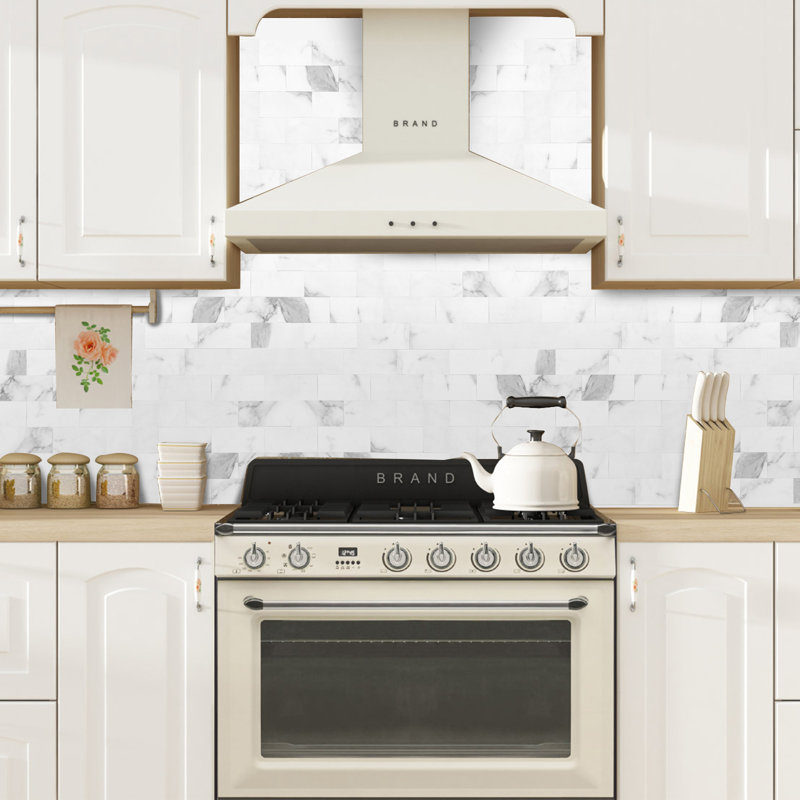 12'' W x 12'' L PVC Peel and Stick Backsplash Tile, Bright White