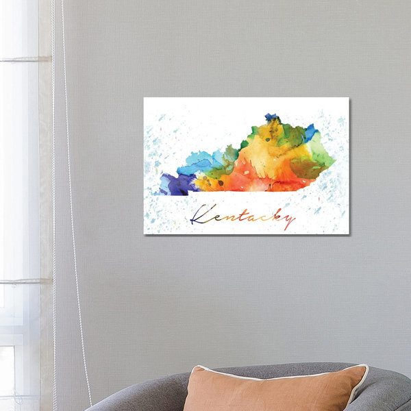 Framed Canvas Art (White Floating Frame) - Louisville, Kentucky Map by Ayse Deniz Akerman ( places > North America > United States > Kentucky >