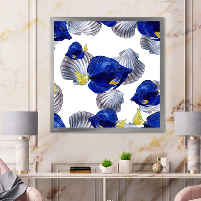 «Deep Blue Fish», impression d'art sur toile nautique et côtier foncé