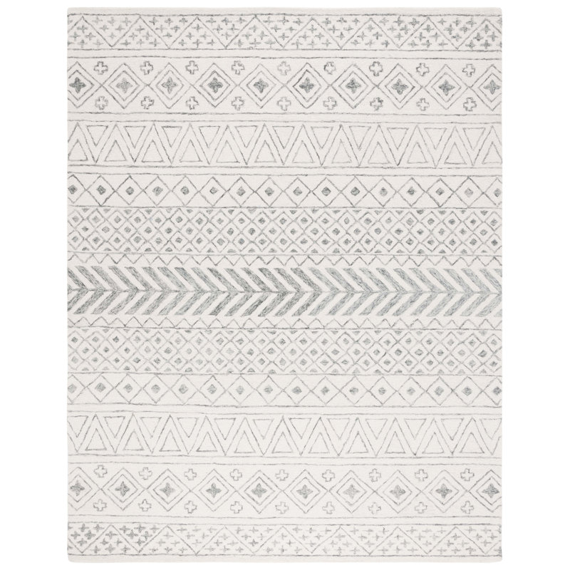 Metro Hand Tufted Wool/Cotton/Latex Rug in Gray, Rectangle 8' x 10'