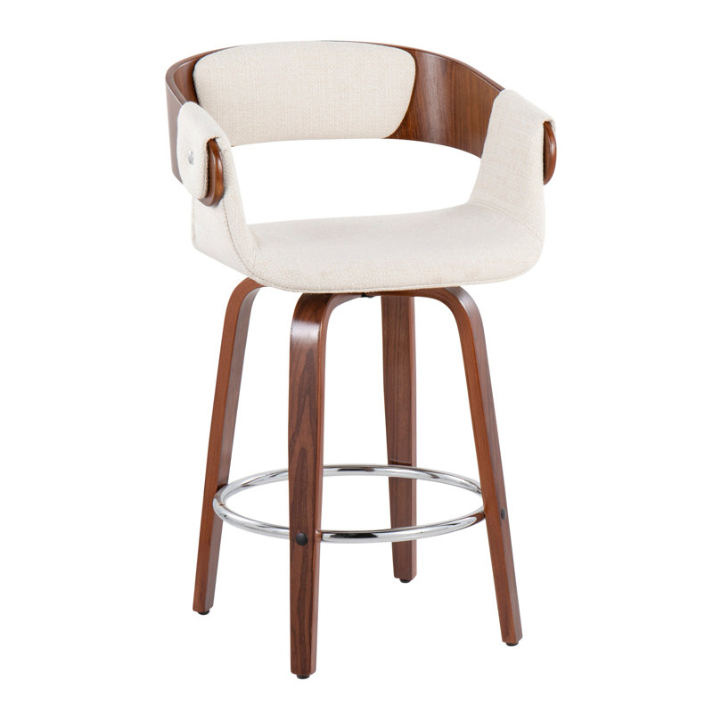 Tabouret de comptoir moderne en noyer et crème Elisa par Lumisource, Crème