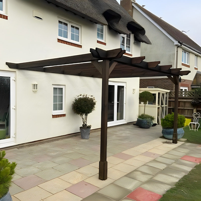 Clite Wood Pergola, Rustic Brown, 270cm H x 300cm W x 360cm D