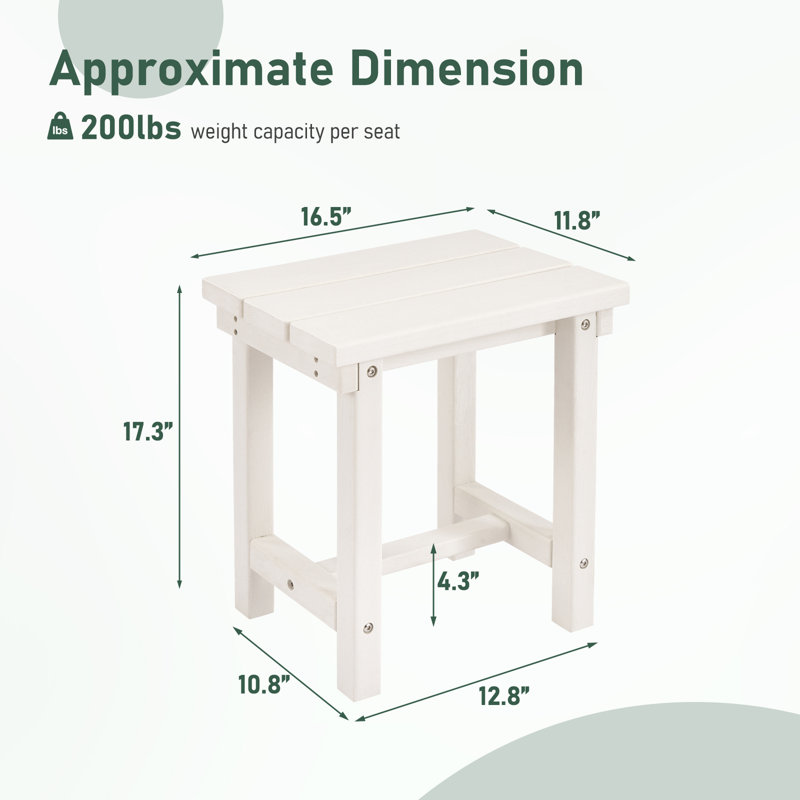 All Weather Adirondack Outdoor HDPE Side Table, White