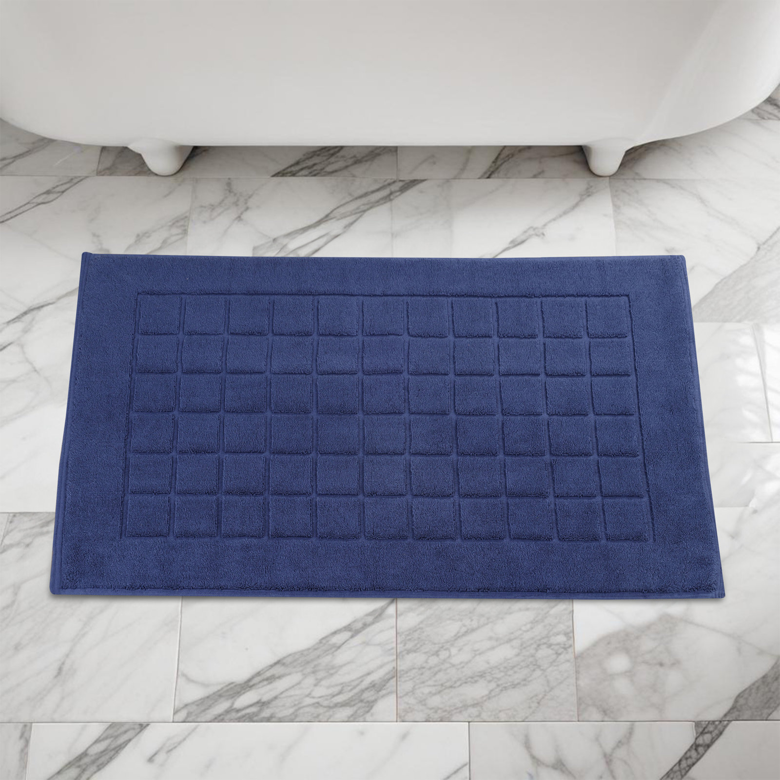 Cotton Bath Mat, Navy Blue