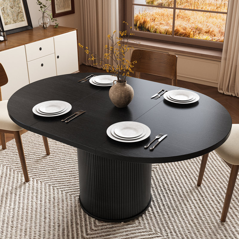 Table de salle à manger extensible ronde 43,3 "à 59" avec rangement caché, sièges pour 4 à 6, table de salle à manger pour la salle à manger