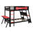Dual-Station Gaming Bunk Frame Featuring Integrated Desks, Power Ports, And Customizable Pegboard Panels-2098871121