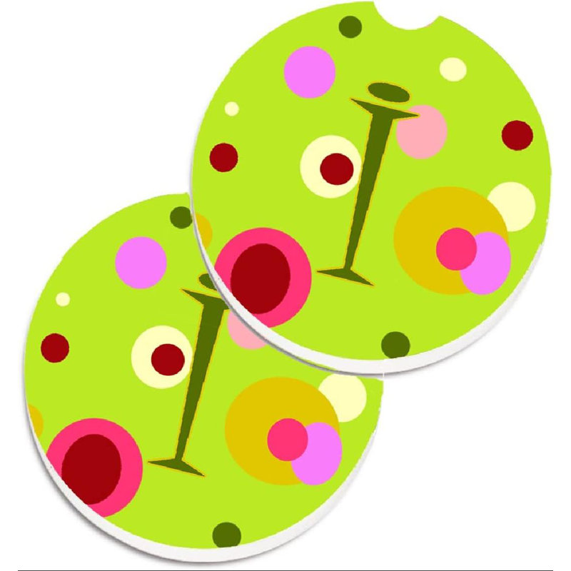 Sous-verre Initiale Monogram, I, Vert