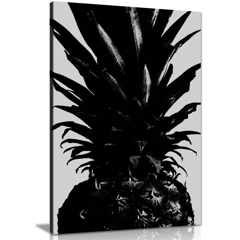 Dark Pineapple Close Up - Wrapped Canvas Print, 46cm H x 31cm W