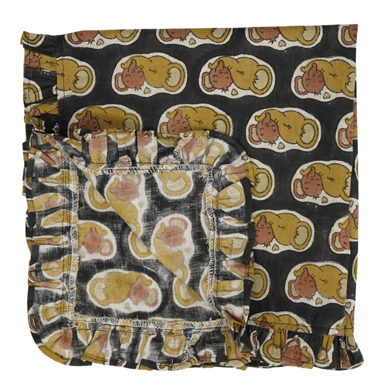 Fabdivine Vintage 18x18 inch Frill Napkin Ideal for Kitchen & Dining Table, set of 4, Elephant, Black/Brown