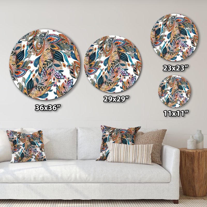 Boho Lucious Floras en orange et vert - art mural moderne en métal, H 29 po x l 29 po