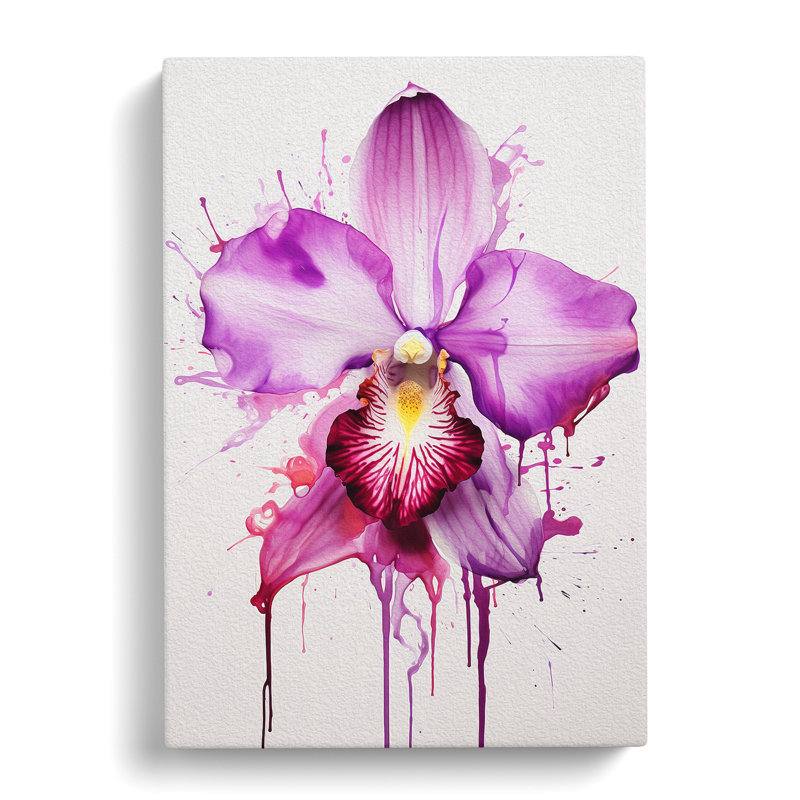 Orchid Flower Gestural No.2 - Wrapped Canvas, 60cm H x 40cm W x 3cm D