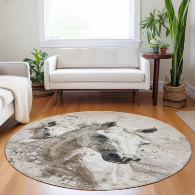 Machine Washable Indoor/Outdoor Cinead ACN1719 Ivory Rug