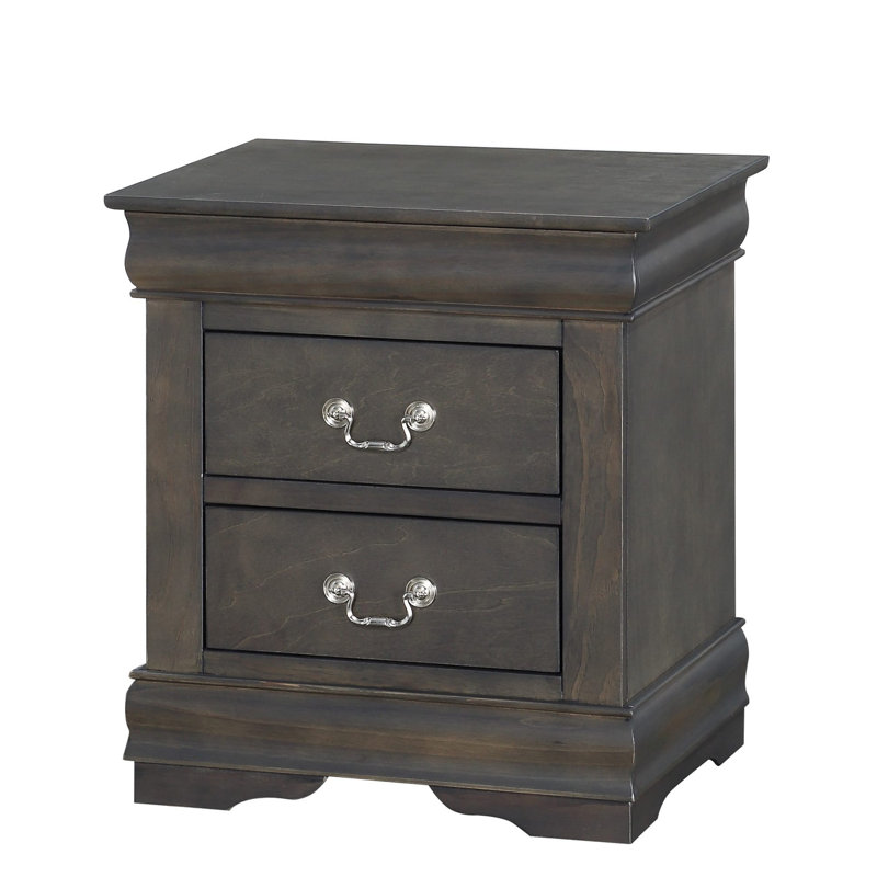 Table de chevet 2 tiroirs Araiza, Gris foncé