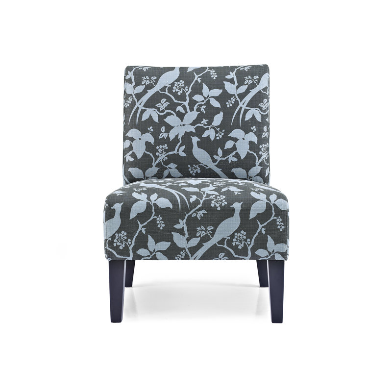 Gerace Upholstered Slipper Chair, Floral Teal