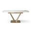 Table de salle à manger extensible moderne avec plateau en marbre et base en V