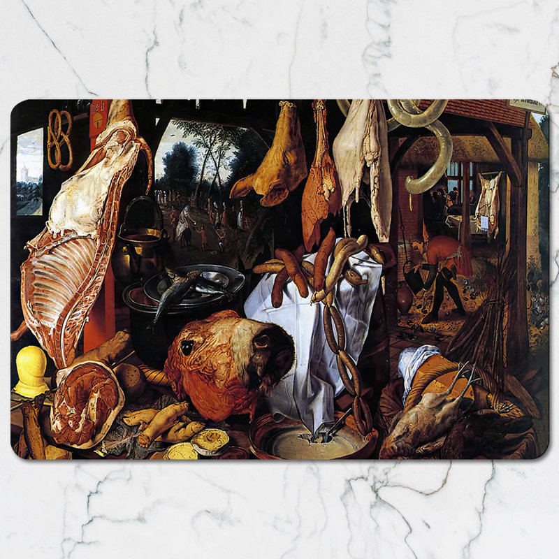 Vintage Market Scene Placemat and Coaster Set Featuring Classic Artwork