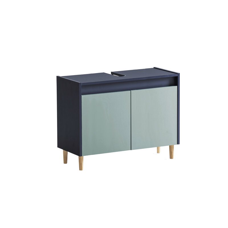 Bowery Freestanding Bathroom Storage Cabinet, Night Blue/Pigeon Blue