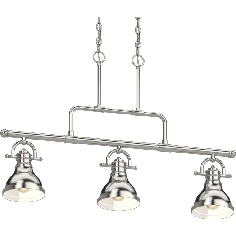 Luminaire suspendu pour îlot de cuisine à 3 lumières en nickel brossé avec bols de l 6,25 po Abrahim, Nickel brossé