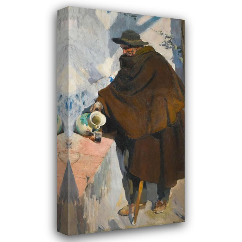 «Old Castilian Serving Wine» par Joaquin Sorolla - Art mural sur toile tendue avec châssis, H 48 po x l 33 po