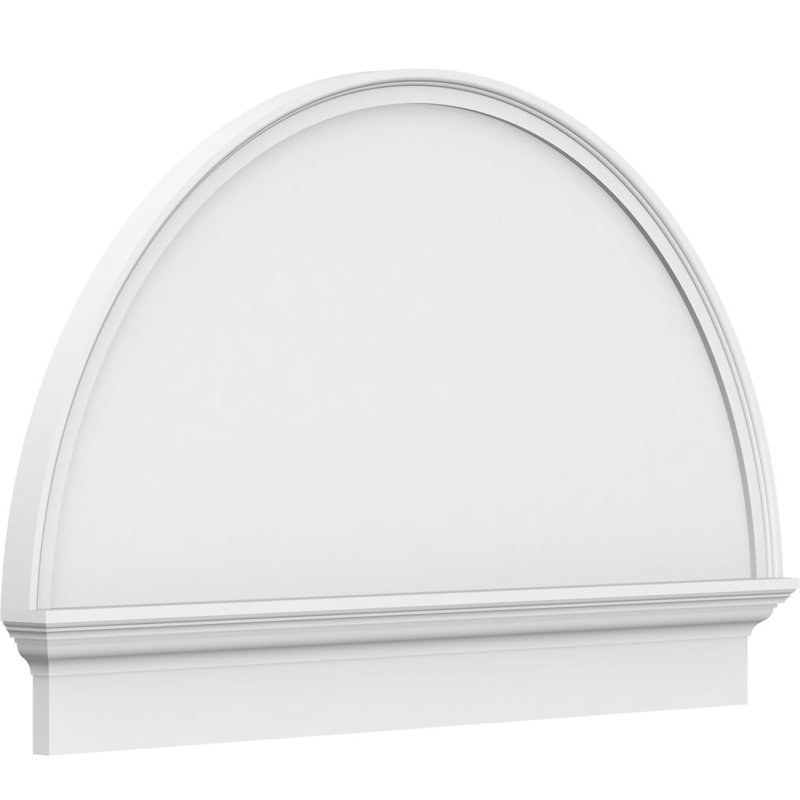 Half Round Smooth Architectural Grade PVC Combination Pediment, 35-3/4" H  x 58" W  x  2-3/4" D