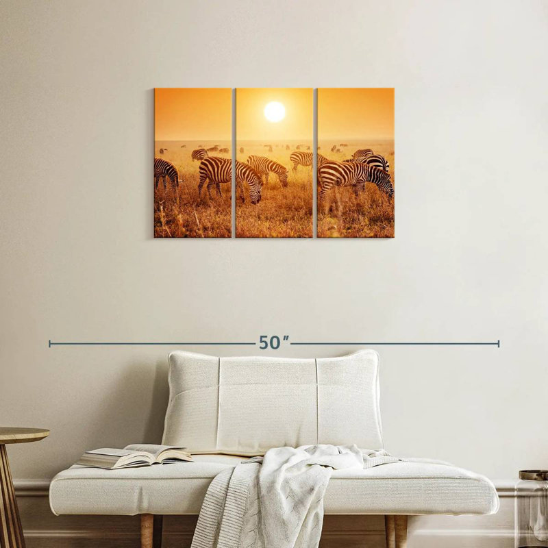 Brampt Zebra Herd Sunset, 20" H x 33" W