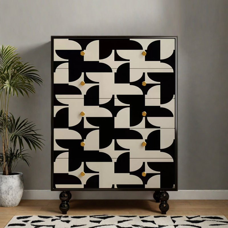 Commode d'appoint de rangement moderne à cinq tiroirs