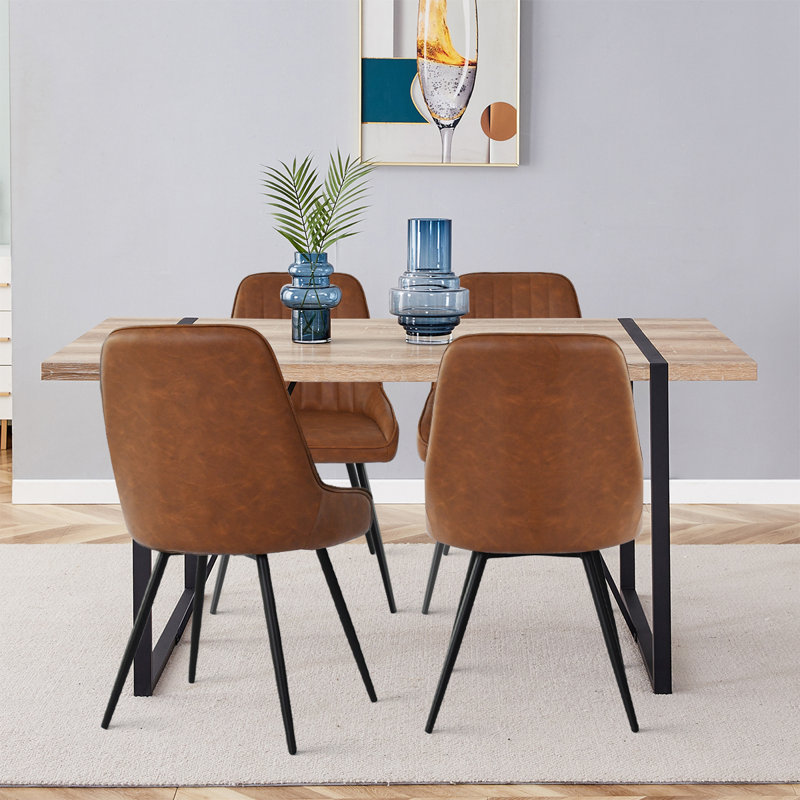 4 - Person Four Leg Dining Set, Brown