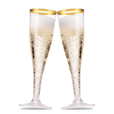 Flûte à champagne jetable en plastique doré pour 100 invités